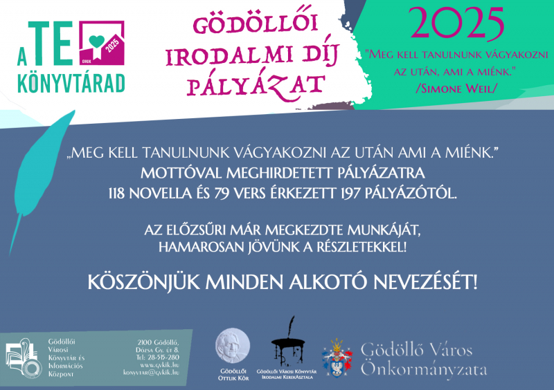 Gödöllői Irodalmi Díj 2025 – Lezárult a nevezés!